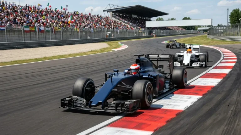 Monoplazas de Fórmula 1 trazando una curva rápida en el Circuit de Barcelona-Catalunya