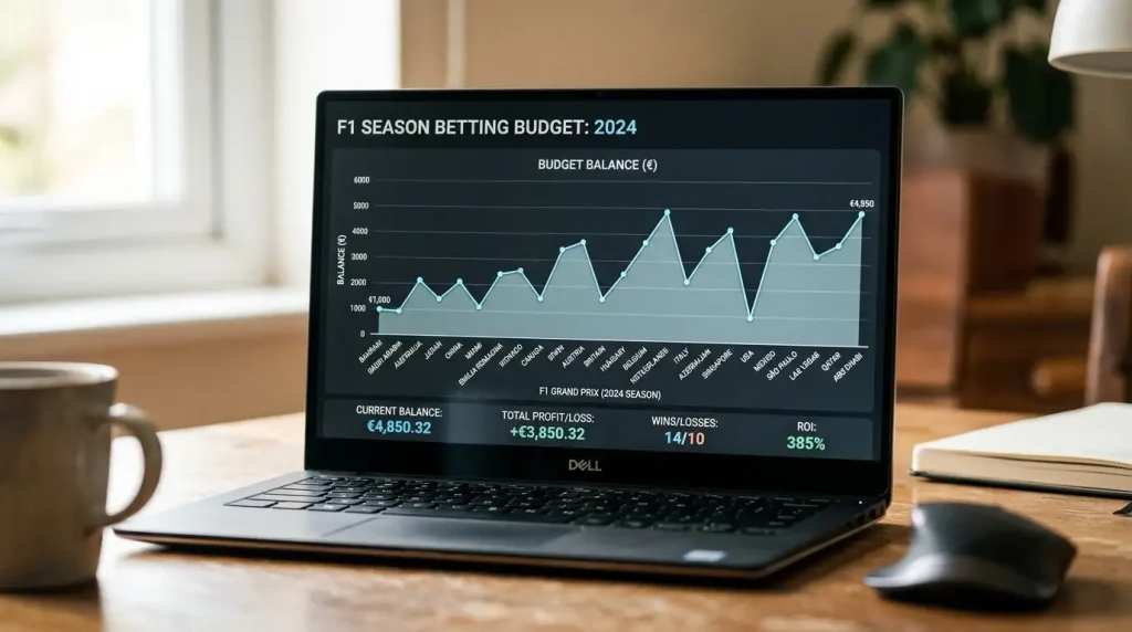 Gráfico de evolución del presupuesto de apuestas a lo largo de una temporada completa de Fórmula 1