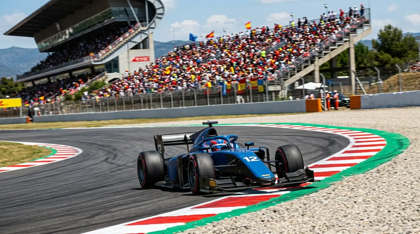 Monoplaza de Fórmula 1 rodando ante las gradas del Circuit de Barcelona-Catalunya durante el Gran Premio de España
