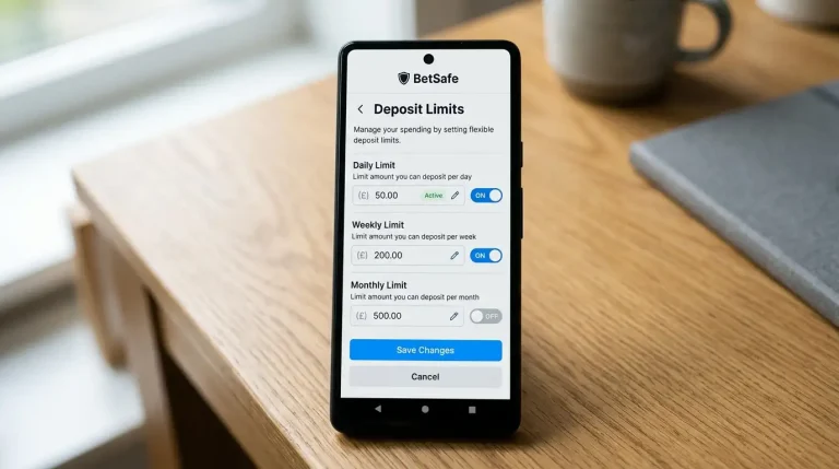 Pantalla de configuración de límites de depósito en una cuenta de apuestas online