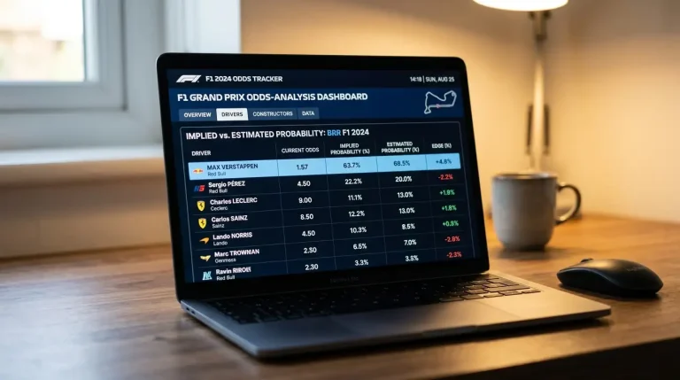 Análisis de cuotas de Fórmula 1 comparando la probabilidad implícita con la probabilidad estimada para detectar valor